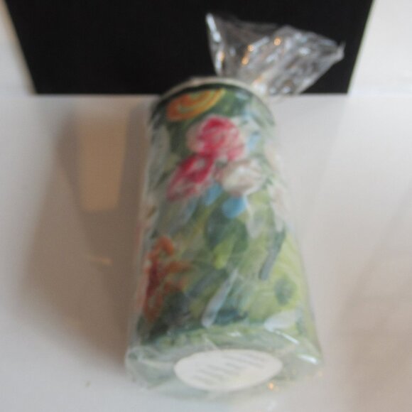 *Flowers, Pillar Candle, Hand Painted, Helen Radok, Nature, Green Pink Orange... - Picture 2 of 2